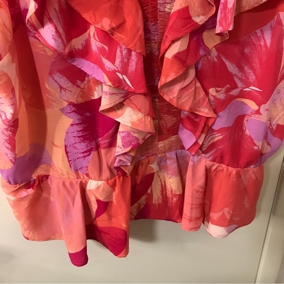 3/$15*New* Sofia Vergara smocked frame ruffle top Peach amber Pomona petals XXXL - Picture 5 of 12